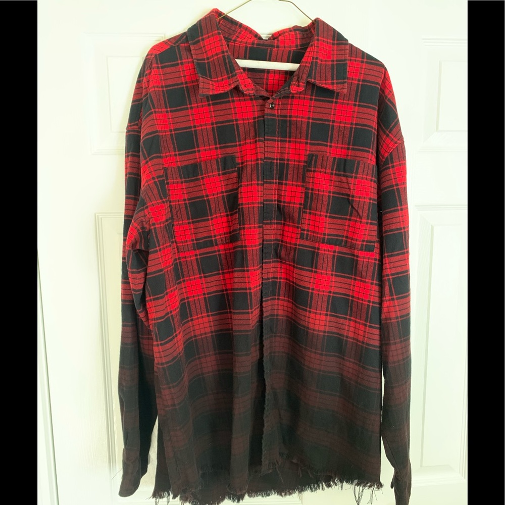 Fashion Nova Mens Flannel Size XXL Red/Black
